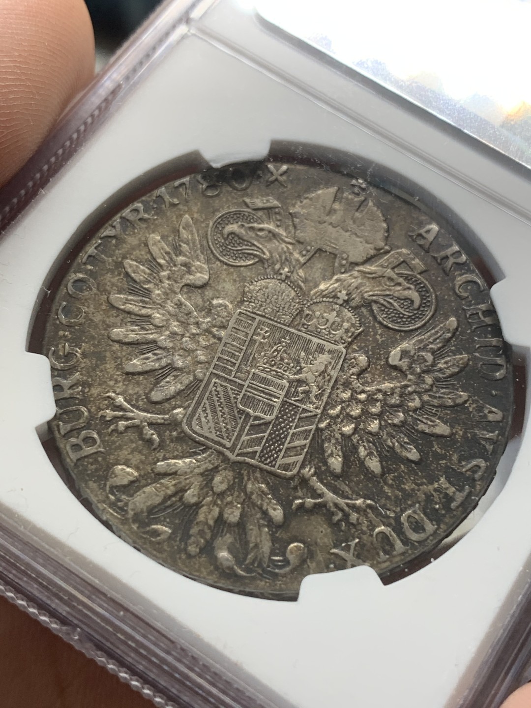 《竞宝斋》第93场-本周日，周一2场连拍（全场不限金额包邮） NGC XF45  1780年 奥地利 大奶妈 泰勒大银币  后铸 双须版 原味包浆难得