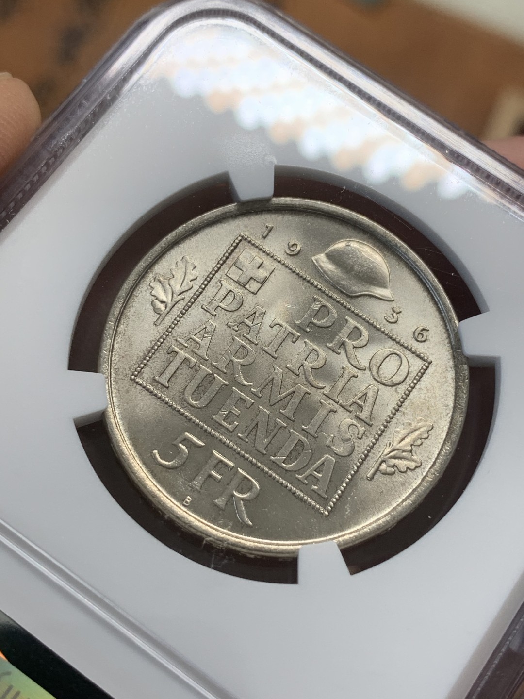 《竞宝斋》第93场-本周日，周一2场连拍（全场不限金额包邮） NGC-MS64 瑞士1936年联邦军备基金5法郎银币