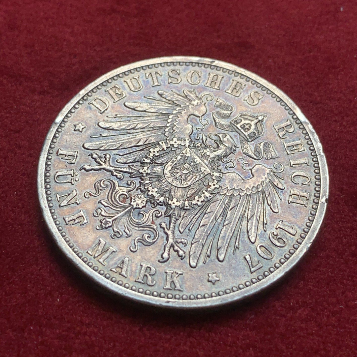 《竞宝斋》第93场-本周日，周一2场连拍（全场不限金额包邮） 1907年 德国 巴登 弗里德里希逝世纪念 5马克银币