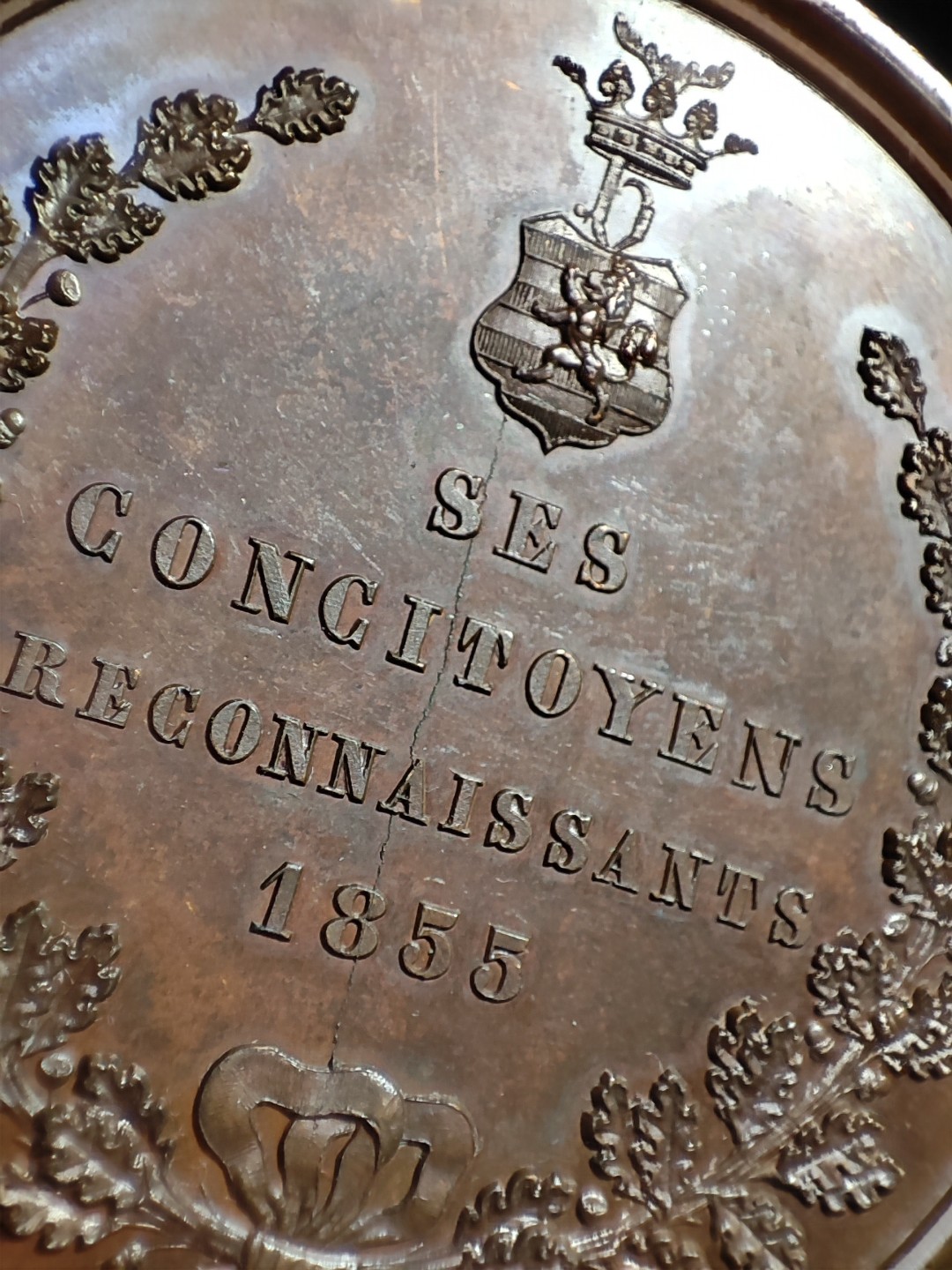 gush小明20220908周四 比利时1855大铜章 高浮雕，人物刻画立体逼真，品相不错