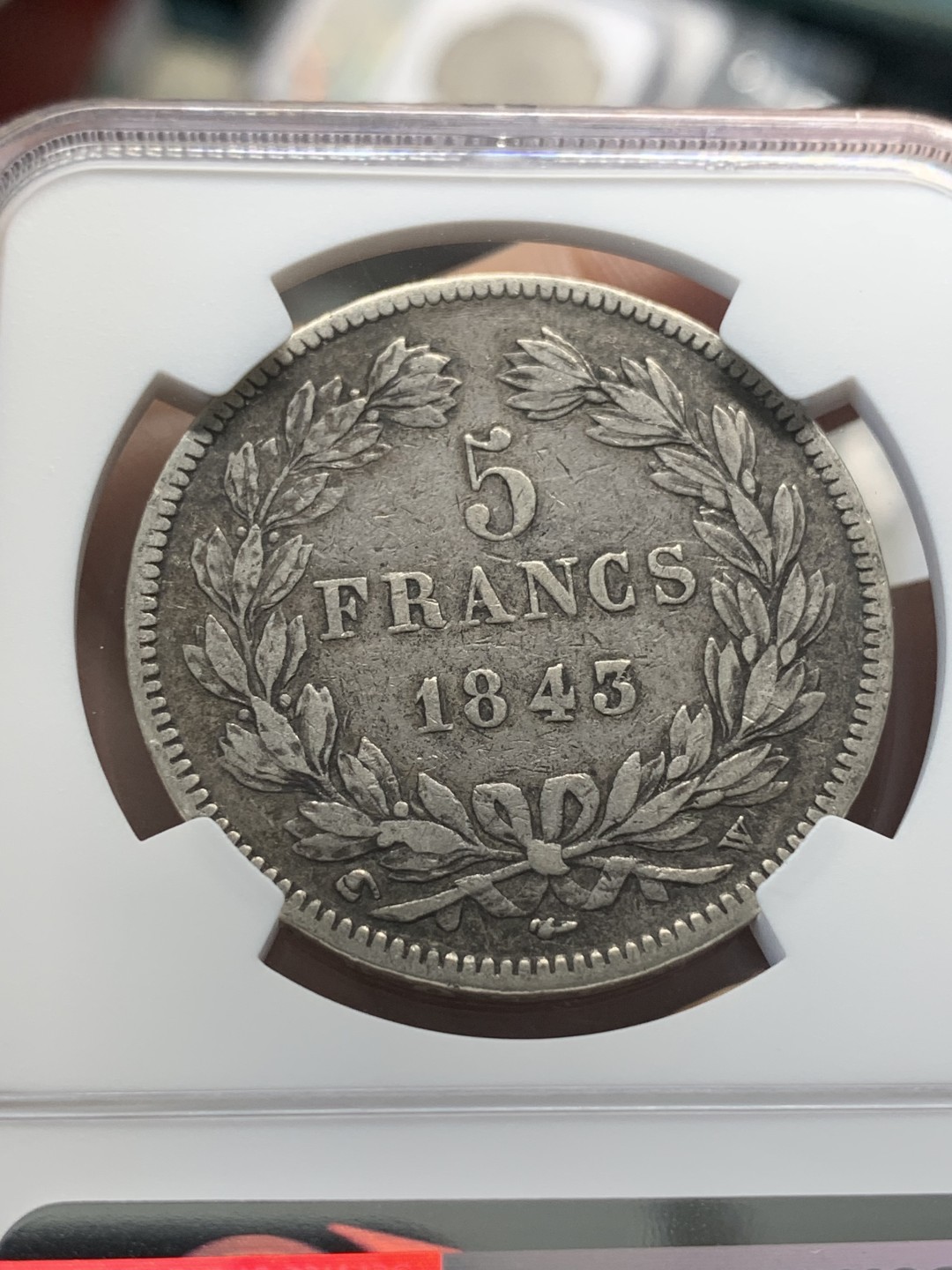 《竞宝斋》第93场-本周日，周一2场连拍（全场不限金额包邮） NGC-XF40 法国1843-W年 菲利普一世 5法郎大银币 原味好品 更高分就四枚了
