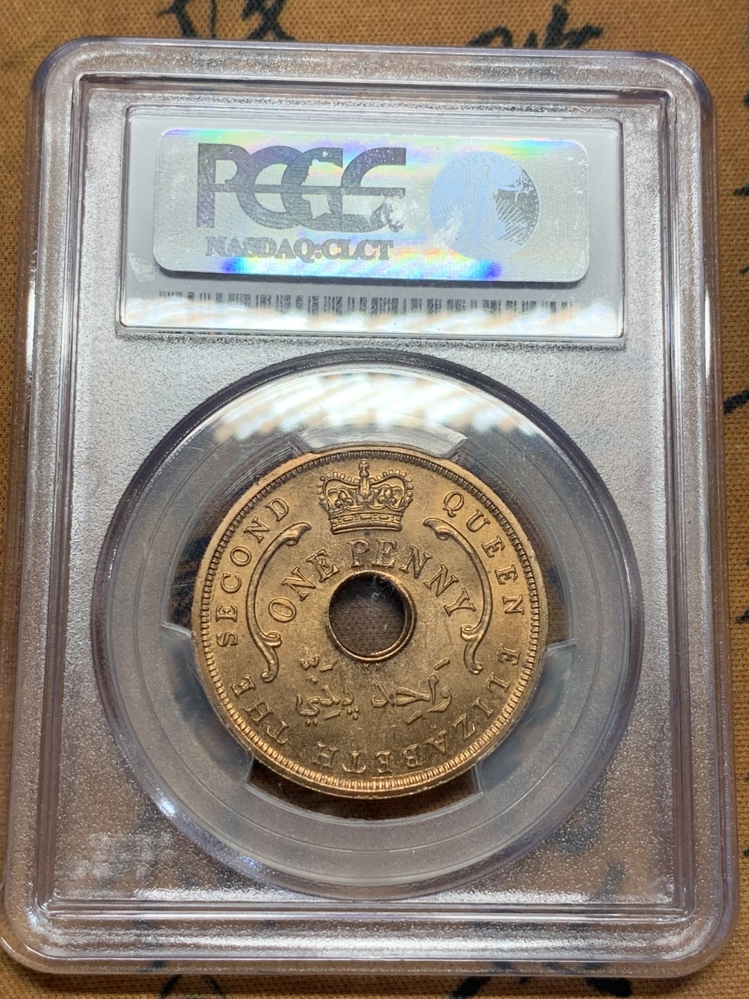《竞宝斋》第93场-本周日，周一2场连拍（全场不限金额包邮） PCGS-MS64 英属西非 1956年KN 1便士 铜币 难得高分