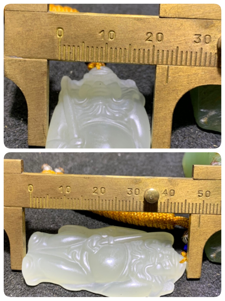 天然青海料和田玉雕刻钟馗通货吊坠一个，