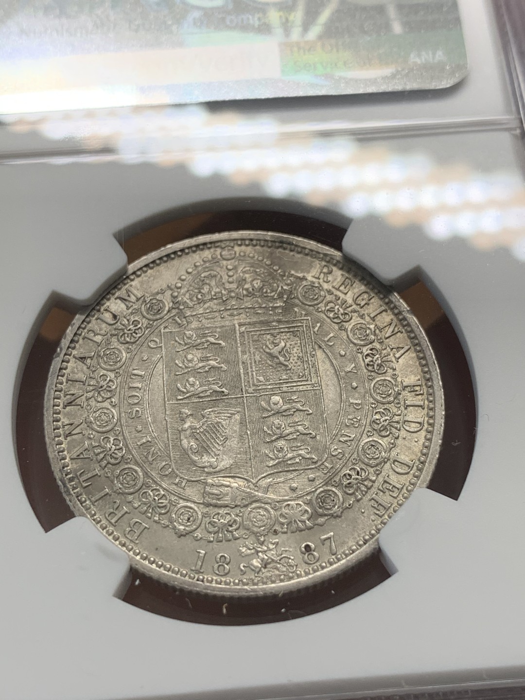 《竞宝斋》第93场-本周日，周一2场连拍（全场不限金额包邮） NGC-MS62 英国1887维多利亚高冠1/2克朗