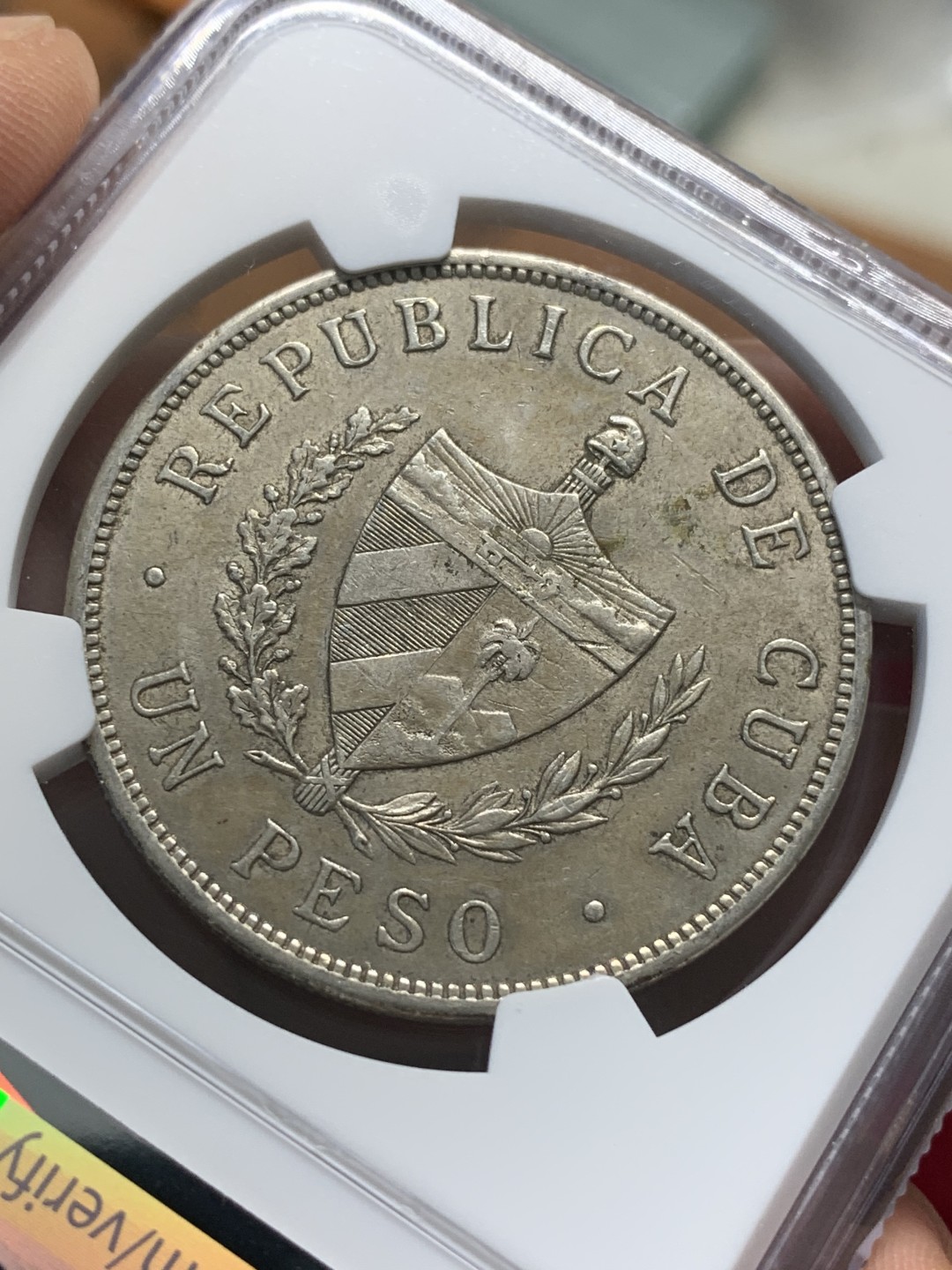 《竞宝斋》第93场-本周日，周一2场连拍（全场不限金额包邮） NGC-AU53 古巴1933年 大五星1比索 银币 卖完没了