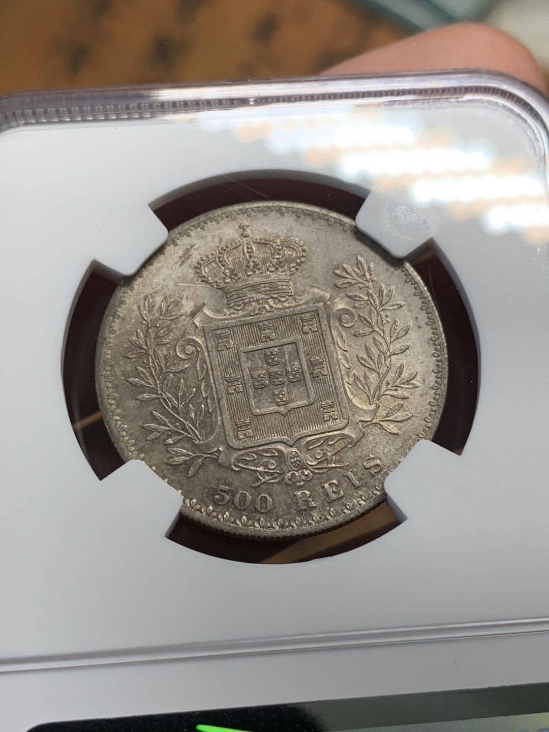 《竞宝斋》第93场-本周日，周一2场连拍（全场不限金额包邮） NGC-MS63 葡萄牙1891年 卡洛斯一世 500R银币 顶级好品 难得品种