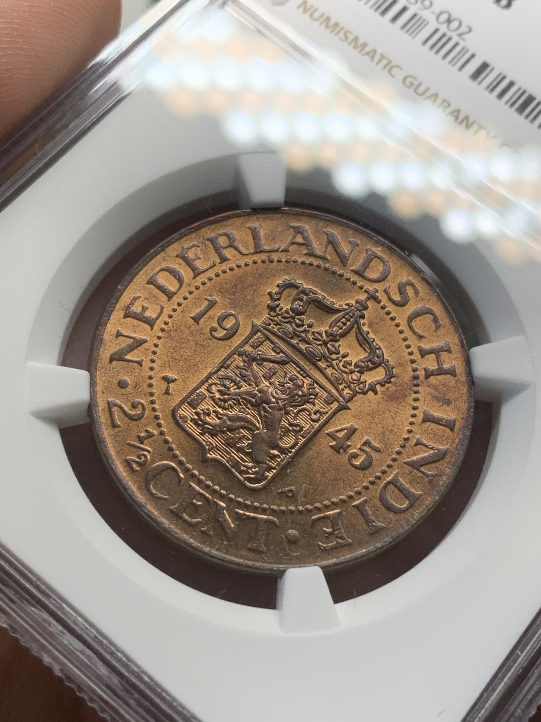 《竞宝斋》第93场-本周日，周一2场连拍（全场不限金额包邮） NGC-MS64RB 荷属东印度 2.5分大铜币 打制锐利 包浆醇厚 币面光度一流 