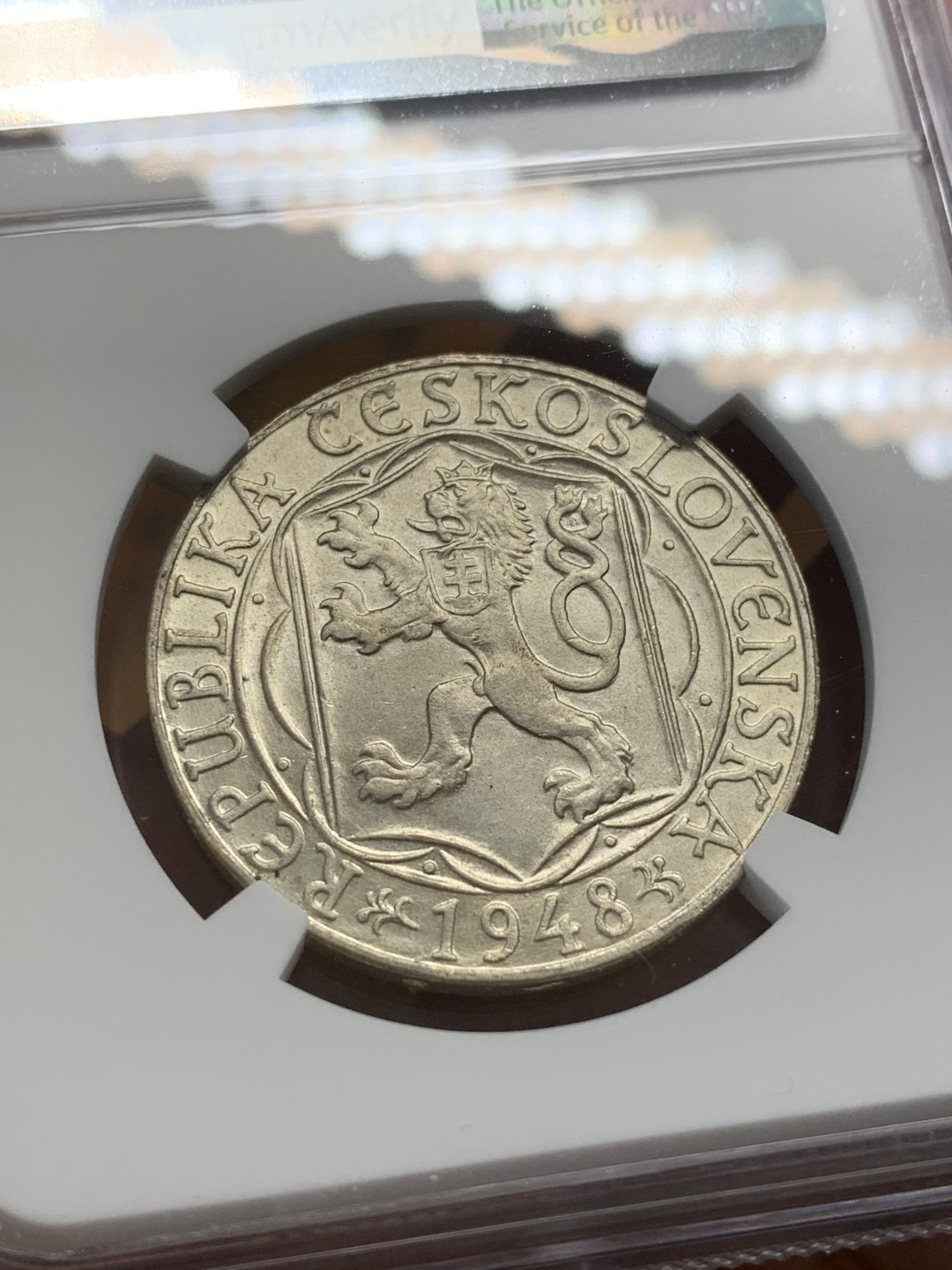 《竞宝斋》第93场-本周日，周一2场连拍（全场不限金额包邮） NGC-MS65 捷克斯洛伐克1948年查理大学600周年100克朗银币