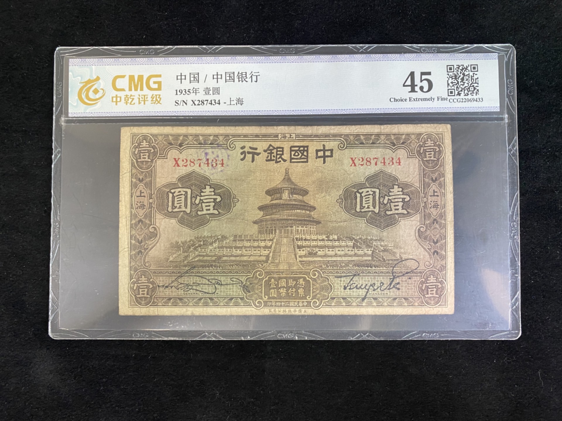 民国纸币专场 民国纸币 评级币 中国银行壹圆 美钞版 天坛 不错的品种