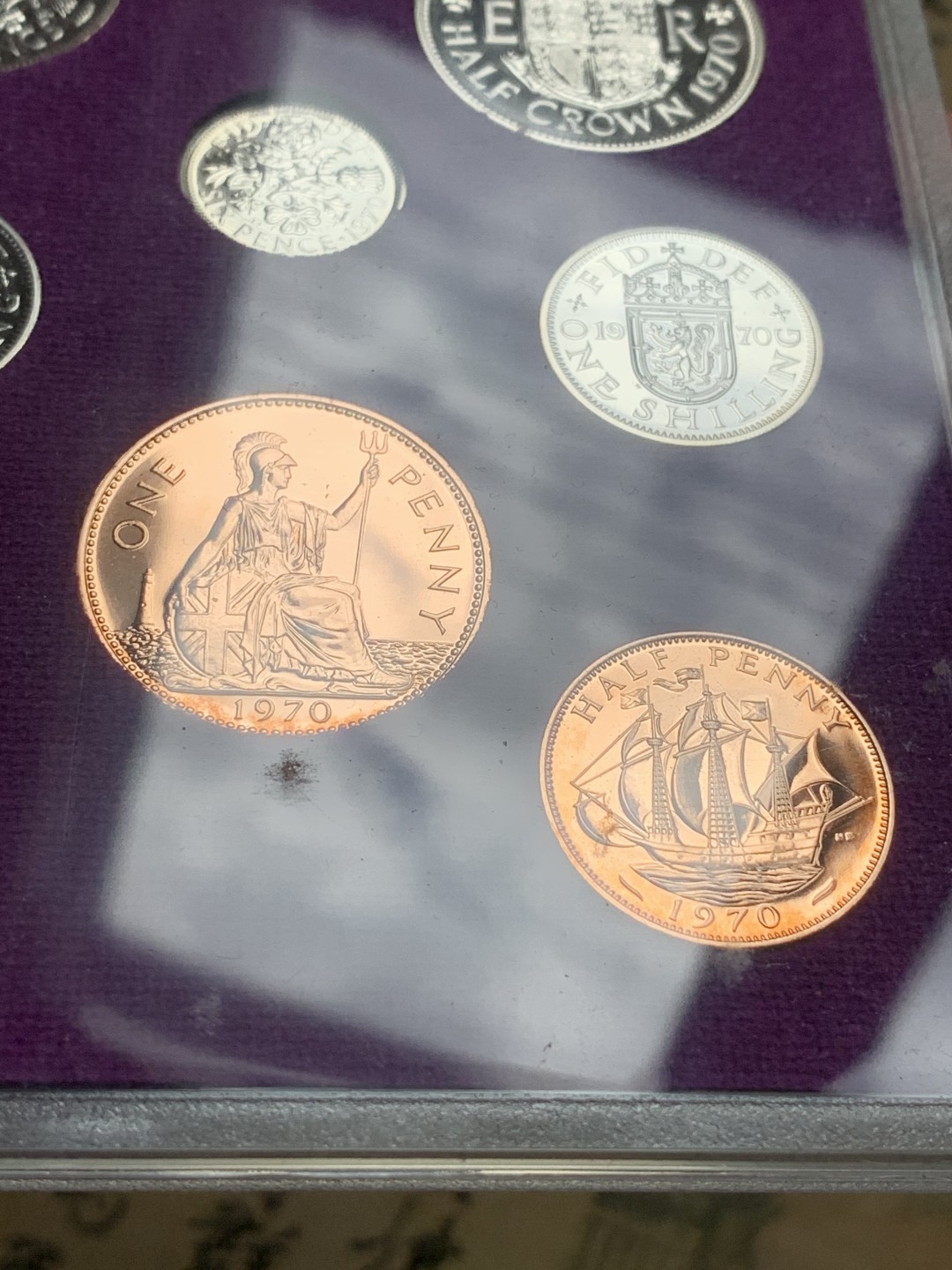 《竞宝斋》第93场-本周日，周一2场连拍（全场不限金额包邮） 英国 1970年 原盒原证 关门年份 最后一套12进制英国套币 随后发行10进制新便士体系艺精湛 潜力品种