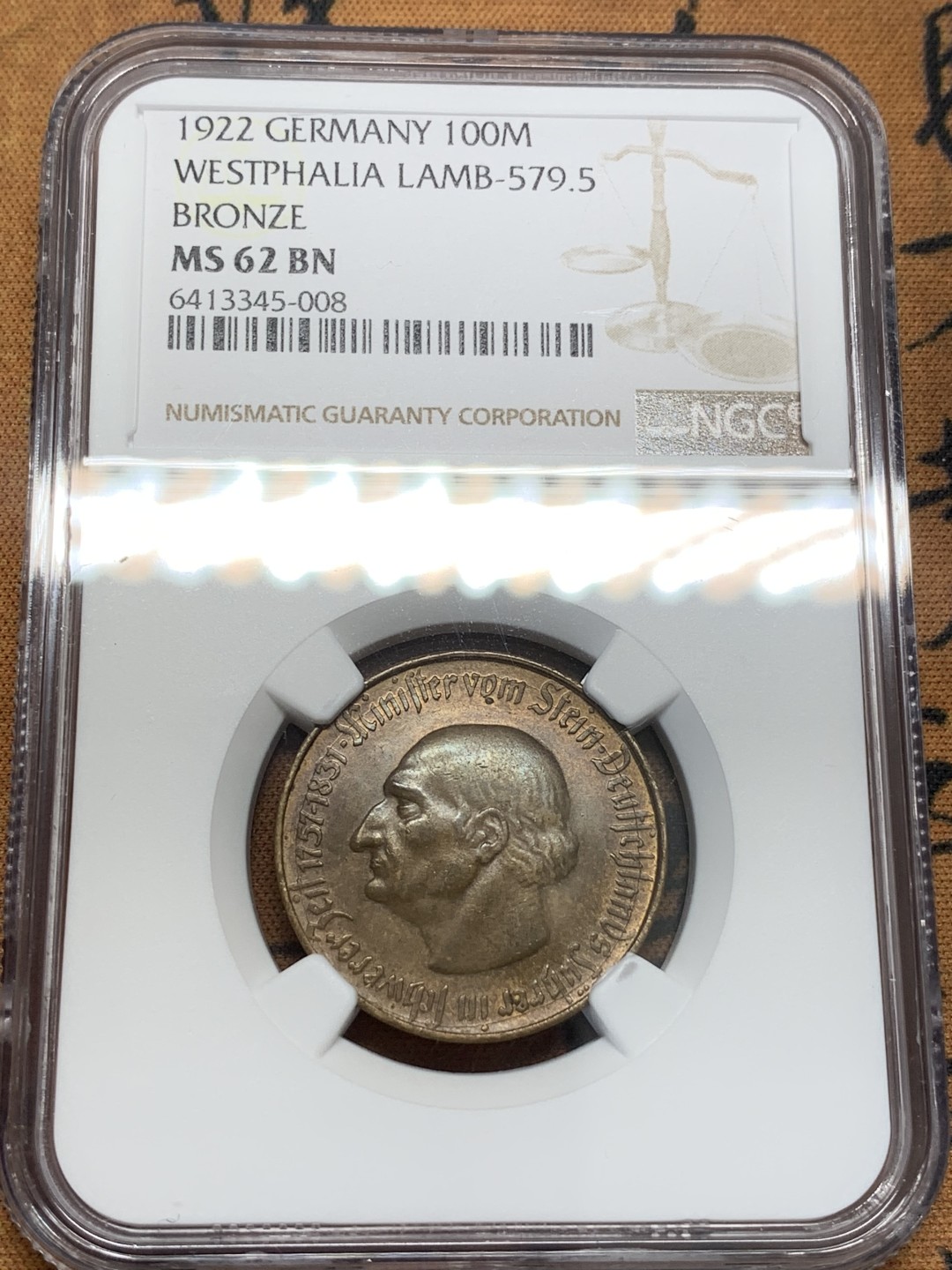 《竞宝斋》第93场-本周日，周一2场连拍（全场不限金额包邮） NGC MS62 1922年德紧100马克 马币系列凑套必备