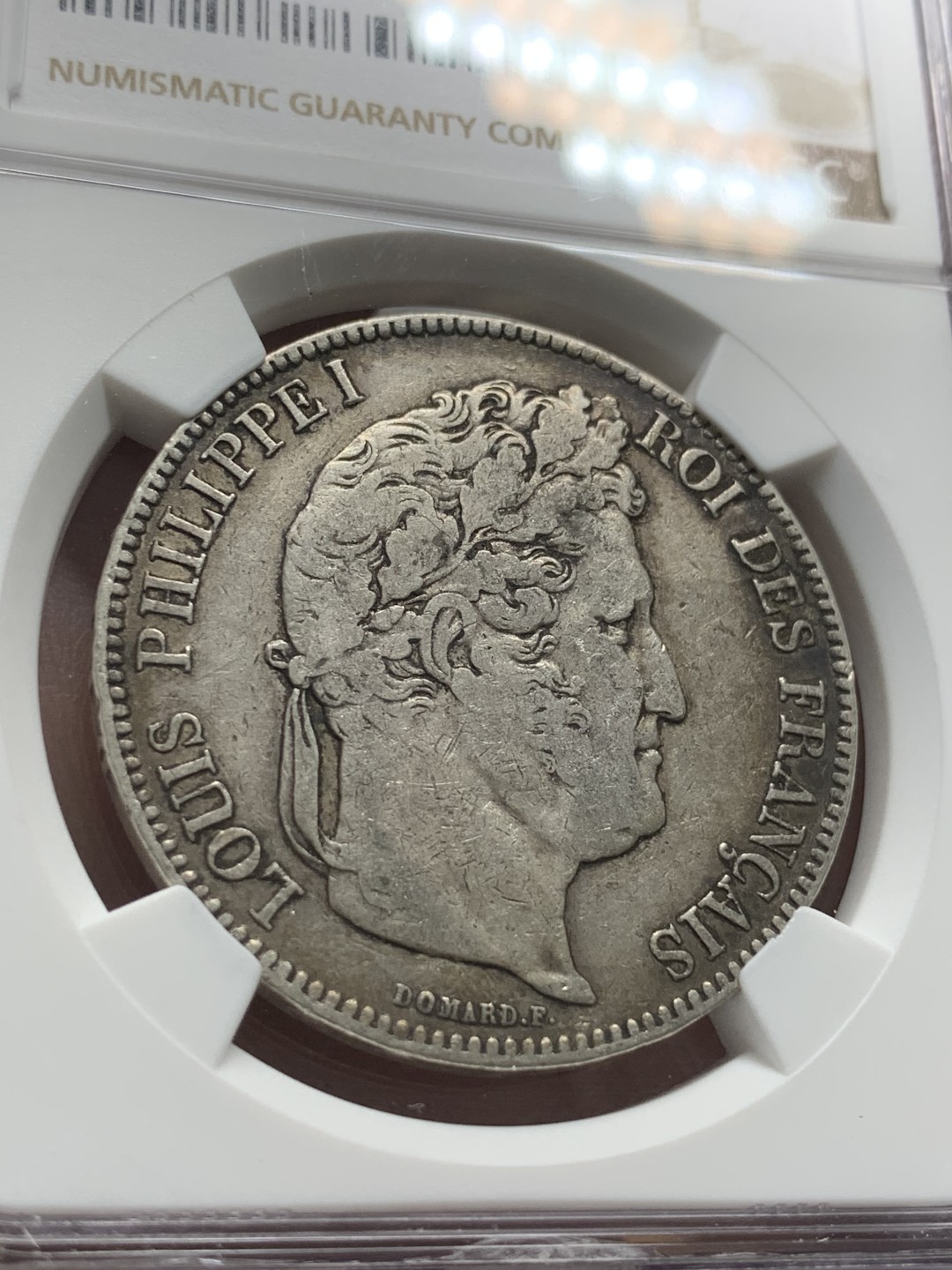 《竞宝斋》第93场-本周日，周一2场连拍（全场不限金额包邮） NGC-XF40 法国1843-W年 菲利普一世 5法郎大银币 原味好品 更高分就四枚了