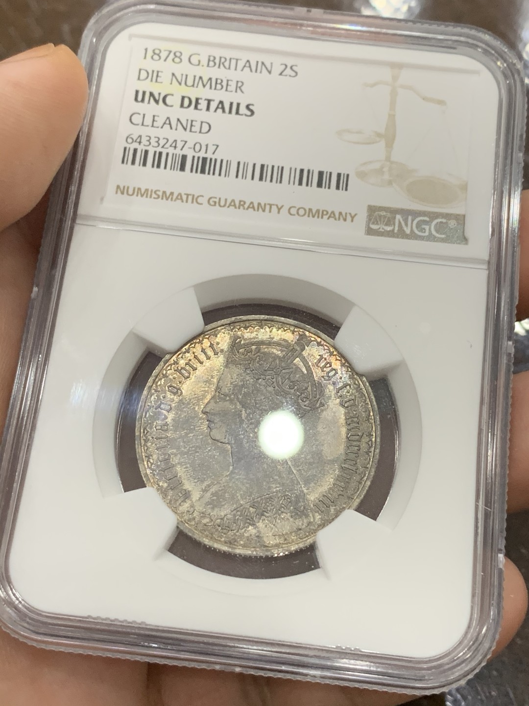 《竞宝斋》第93场-本周日，周一2场连拍（全场不限金额包邮） NGC-UNC细节 1878 英国维多利亚弗洛林 肉眼无疵，背面呈现PL状态，处理好就是高分