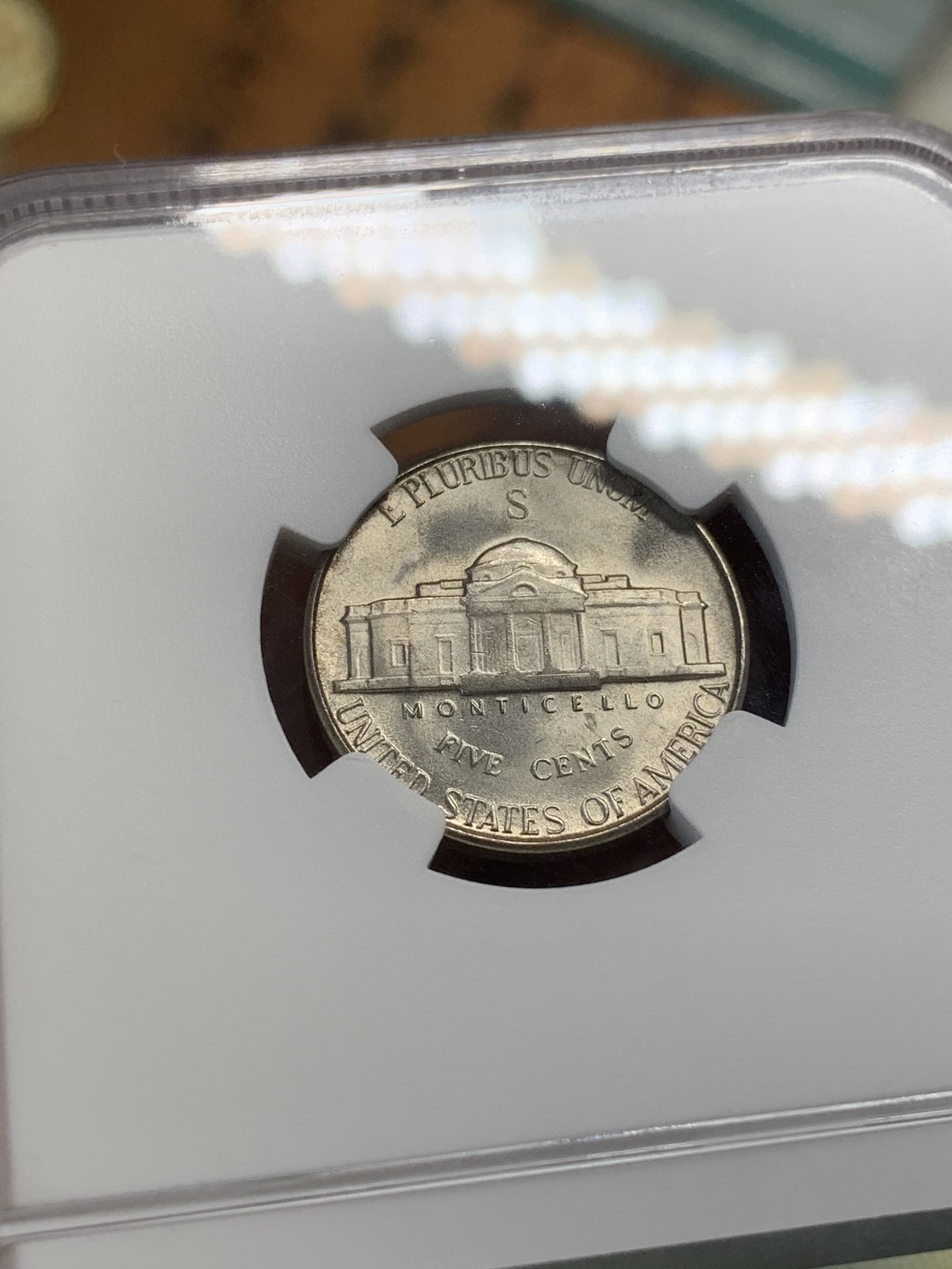 《竞宝斋》第93场-本周日，周一2场连拍（全场不限金额包邮） NGC-MS64 美国 1945年 杰弗逊战时五美分（1942-1945 二战低银版，非常见铜镍币）