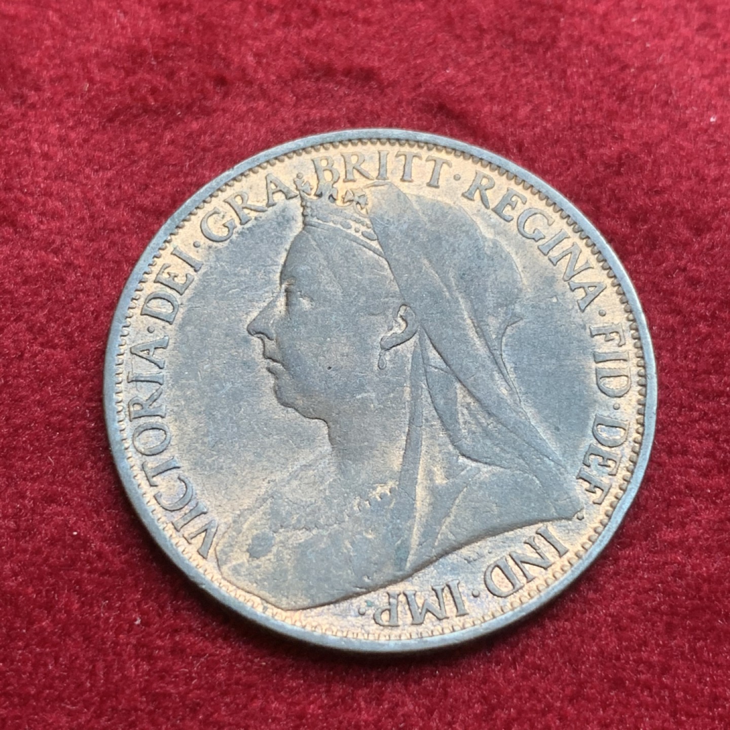 《竞宝斋》第93场-本周日，周一2场连拍（全场不限金额包邮） 1900年 英国 维多利亚披纱 1便士大铜币 铜币保存不易