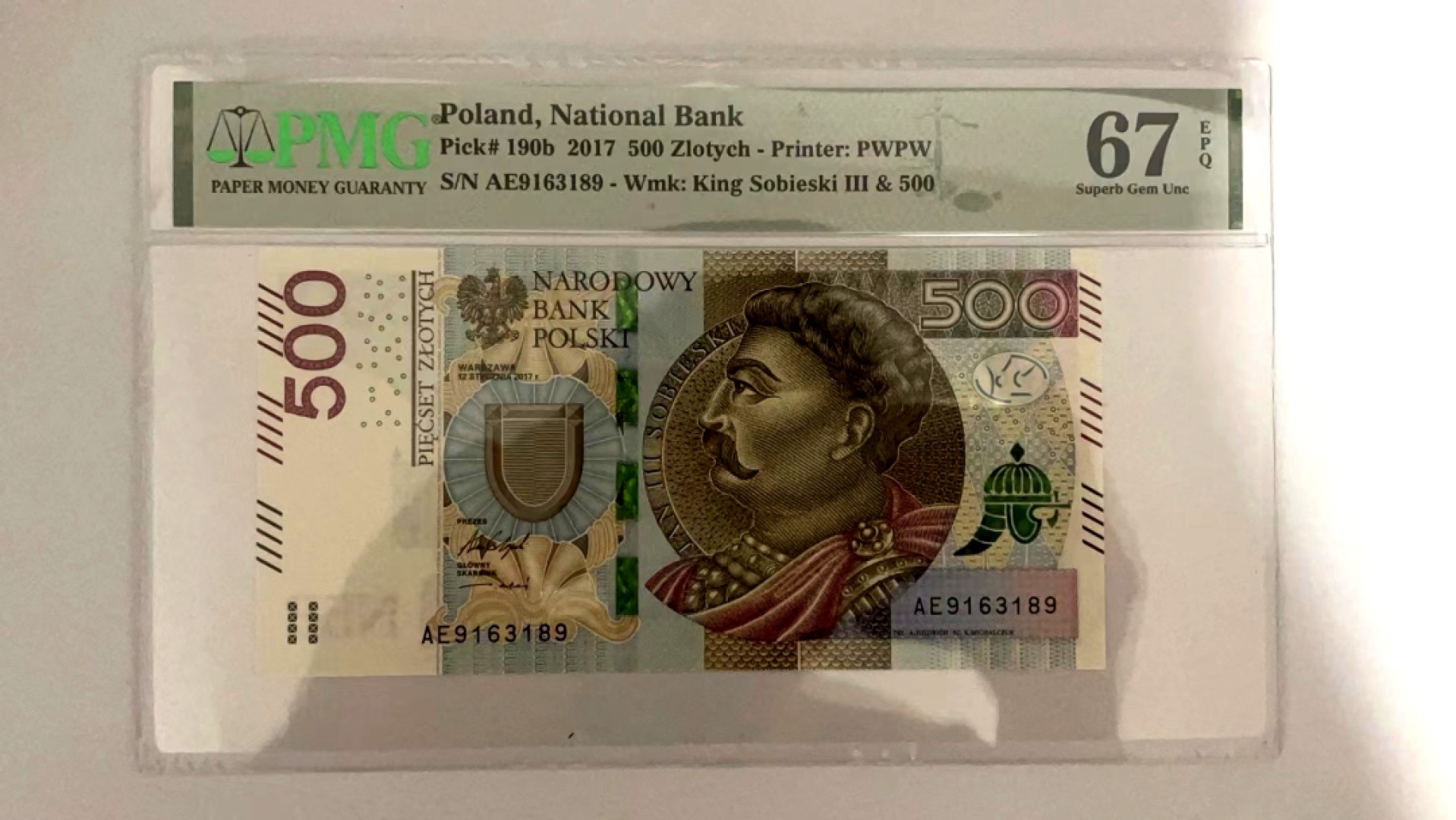 【Blue Auction】✨世界纸币精拍第222期 ——冠军舍那 【无47】波兰 2017年500扎罗提 最高值 PMG67EPQ 
