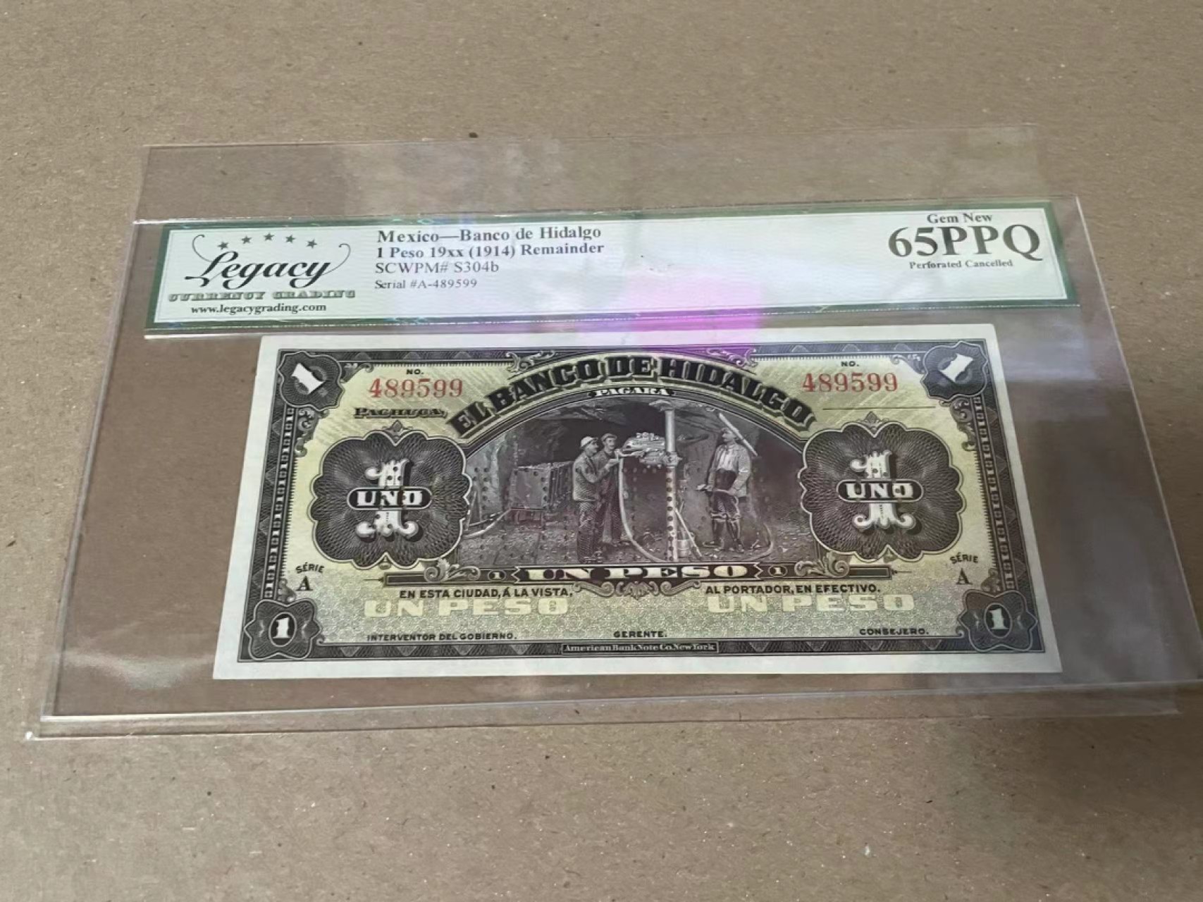 【Blue Auction】✨世界纸币精拍第222期 ——冠军舍那 墨西哥 1914年1比索 LCG65EPQ 绝品