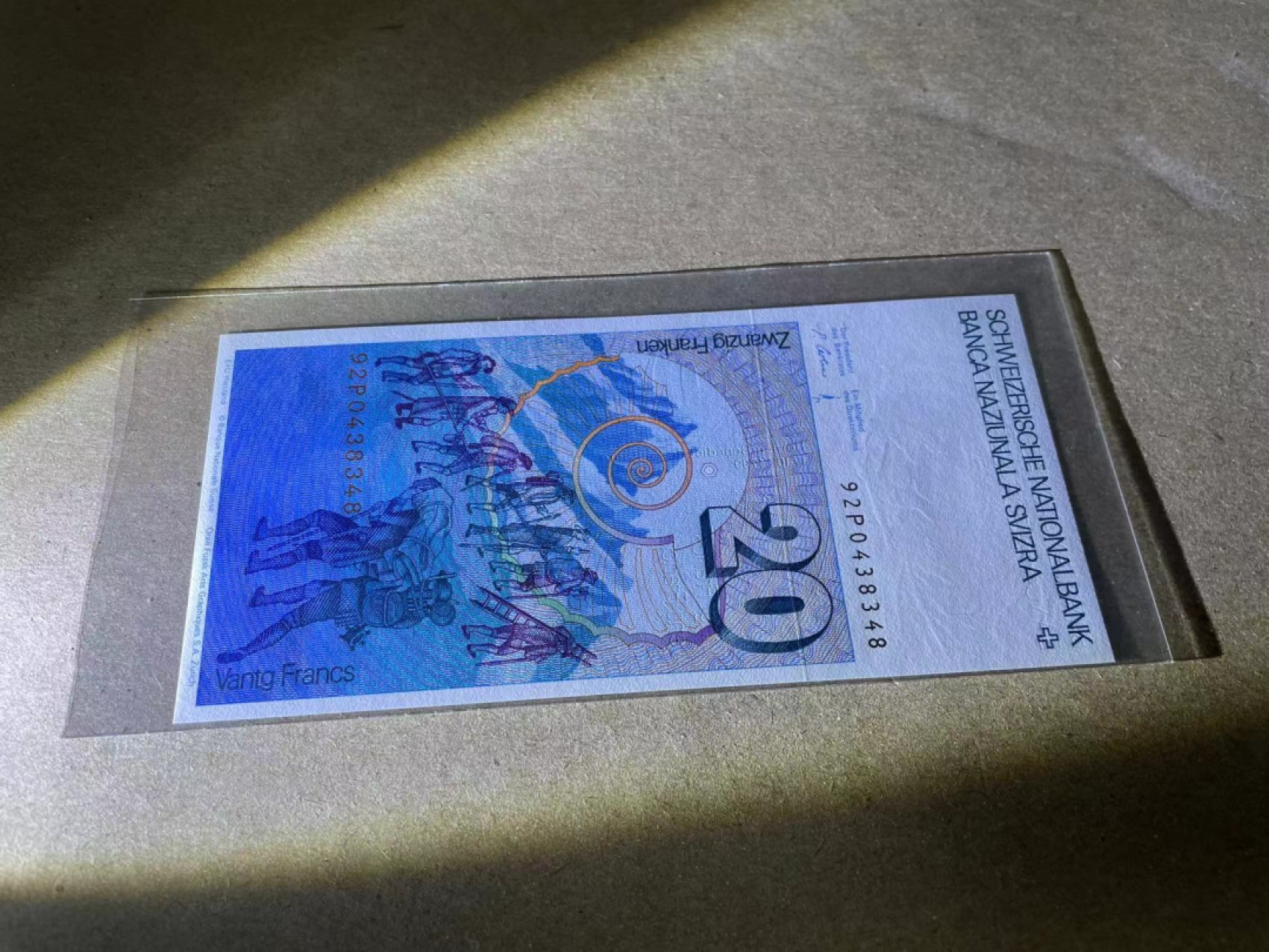 【Blue Auction】✨世界纸币精拍第222期 ——冠军舍那 瑞士 1992年20法郎 全新UNC