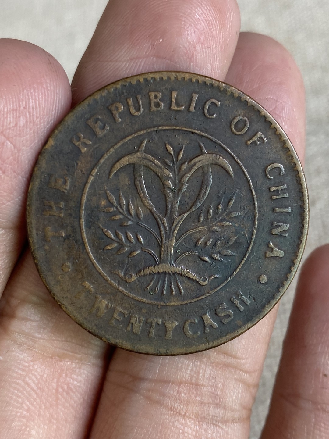 清代民国机制钱币专场（永久保真） 中华民国 当制钱二十文 湖南省造 字口清晰立体 包浆均匀 非常好看