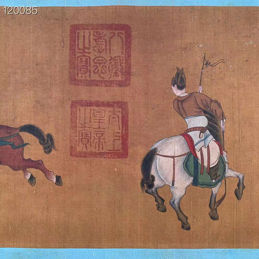 李公麟精品丝绢人物长卷一幅