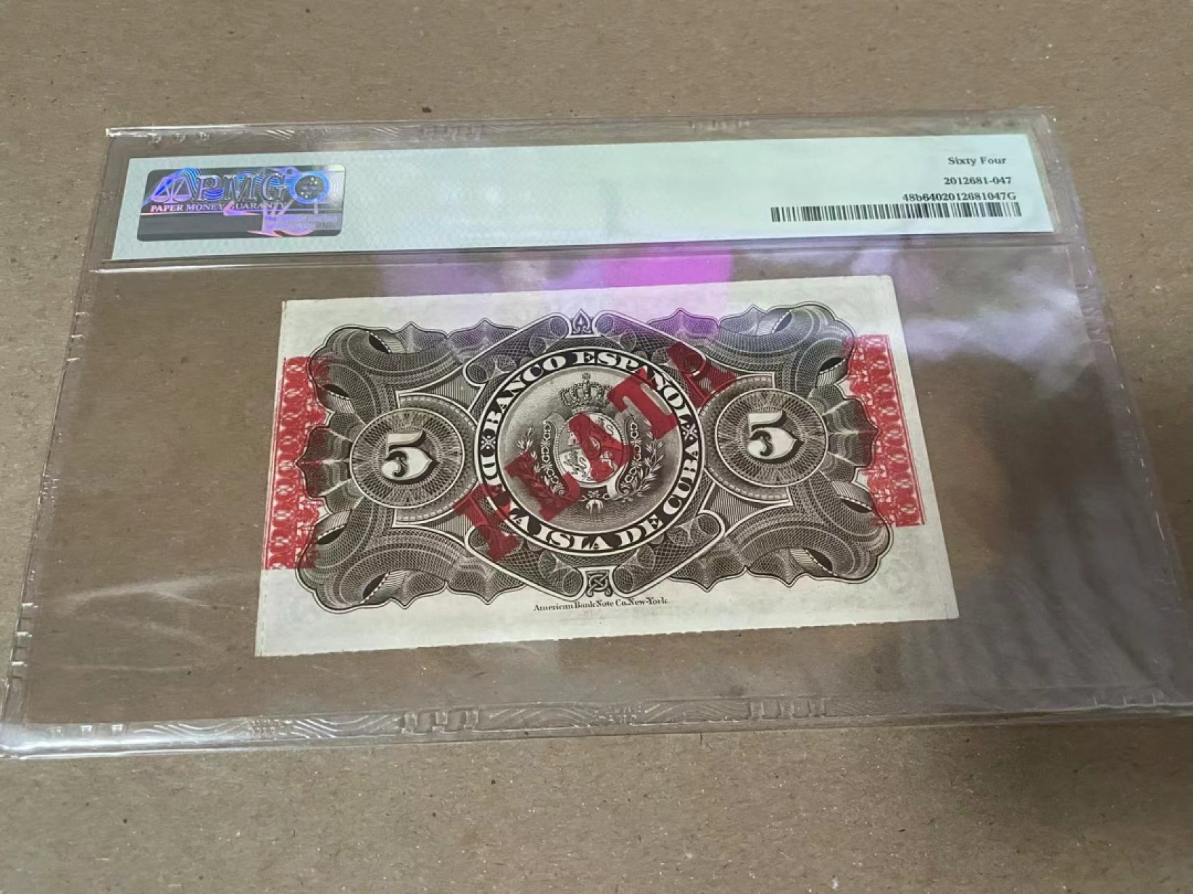 【Blue Auction】✨世界纸币精拍第222期 ——冠军舍那 古巴 1896年5比索 PMG64 女神 美钞公司出品