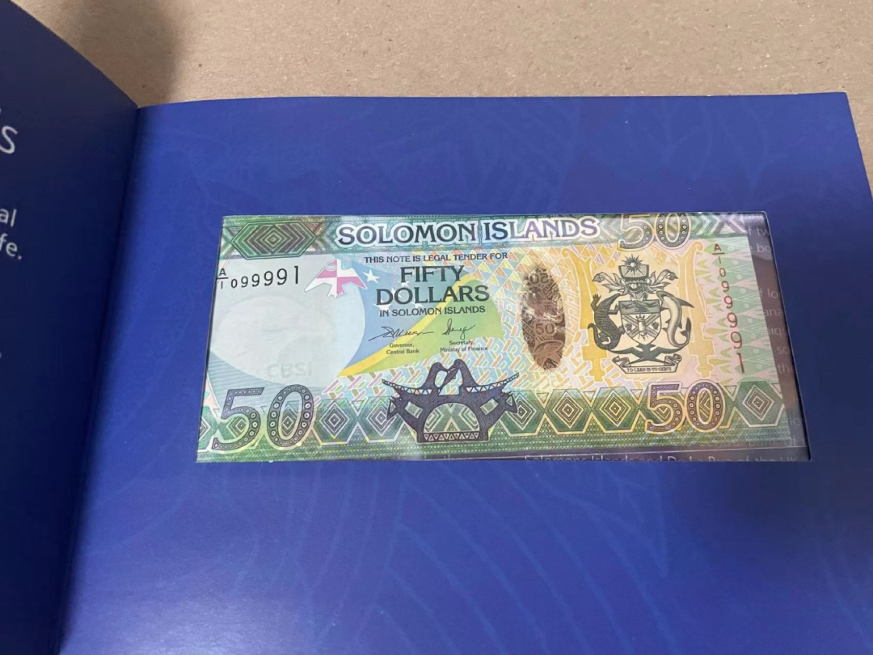 【Blue Auction】✨世界纸币精拍第222期 ——冠军舍那 【A1冠099991靓号】所罗门群岛 50元 带原装册 全新UNC