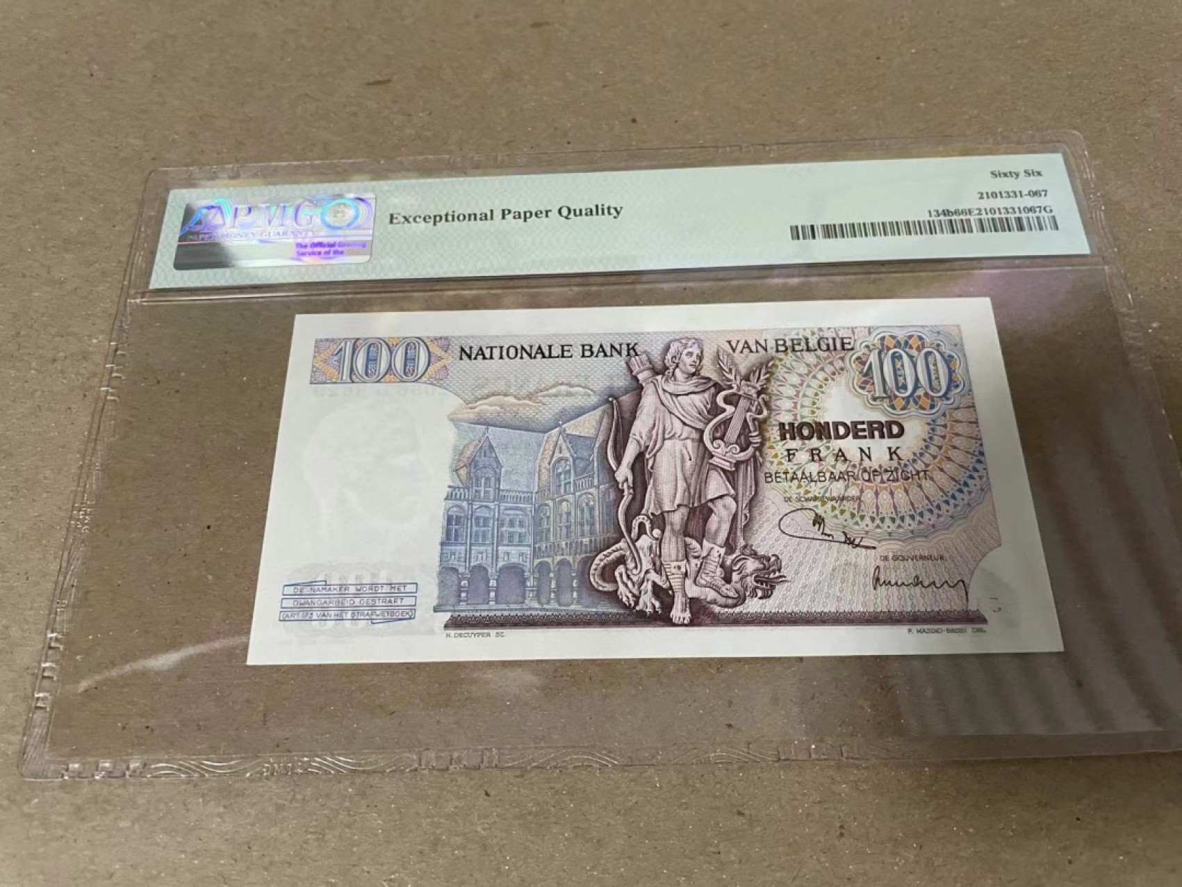 【Blue Auction】✨世界纸币精拍第222期 ——冠军舍那 比利时 1962-77年100法郎 PMG66EPQ 