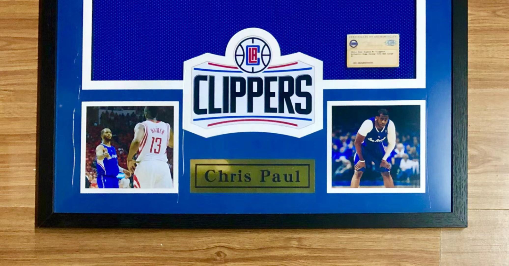 零元拍：“CP3”克里斯 保罗亲笔签字装裱球衣 Steiner公司亲鉴定认证标+证书，快船球衣，已做精美裱框。