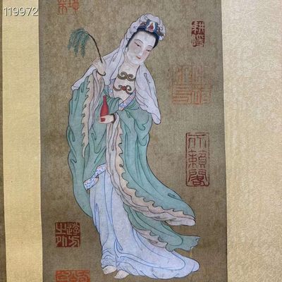 南宋宫廷画家刘松年精品丝绢观音菩萨一幅 南宋宫廷画家刘松年精品丝绢观音菩萨一幅