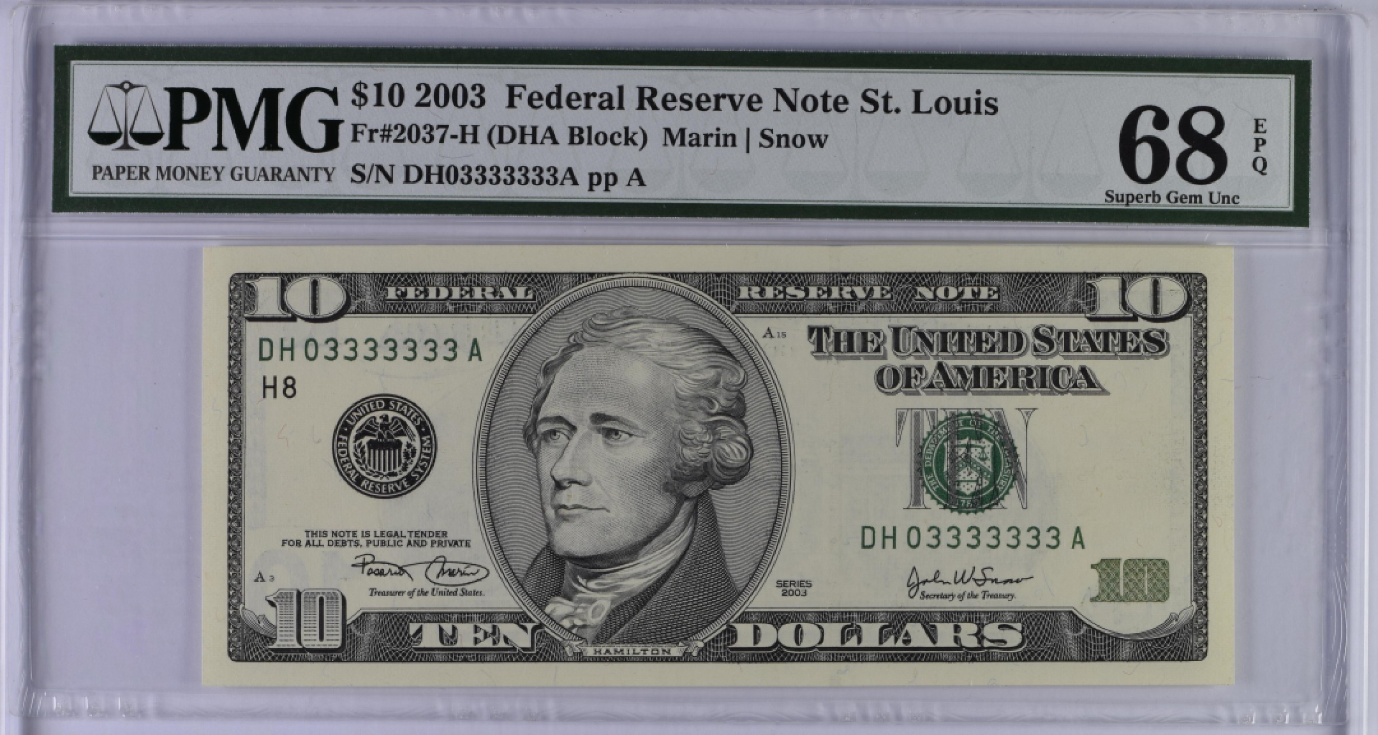 收藏联盟Quantum Auction 第189期中秋拍卖(已更新) 美国2003年10元 PMG68 恐龙号 冠军分