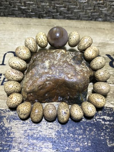 十年老陈海南毛感料*原生态15星月菩提单圈手串加精美木化玉一颗！ - 十年老陈海南毛感料*原生态15星月菩提单圈手串加精美木化玉一颗！