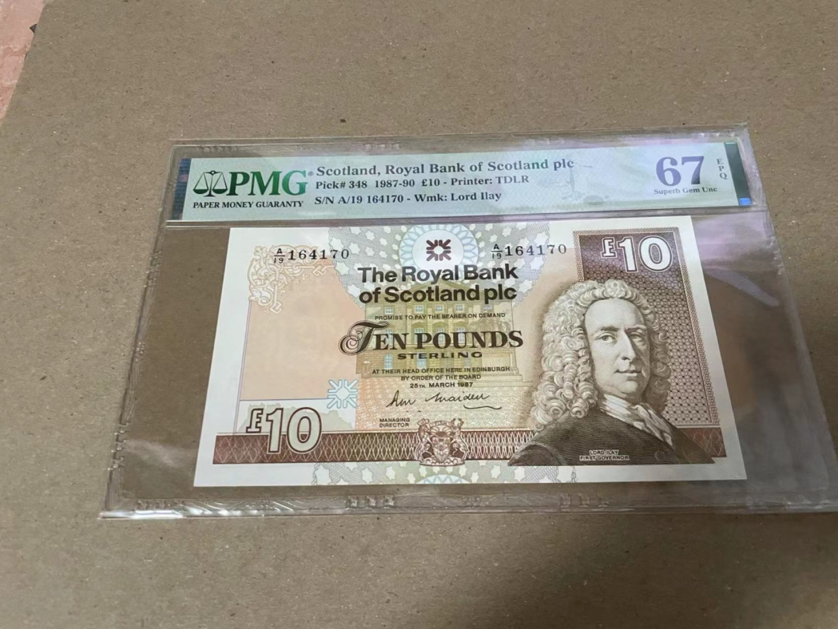 【Blue Auction】✨世界纸币精拍第222期 ——冠军舍那 苏格兰 1987-90年10镑 PMG67EPQ