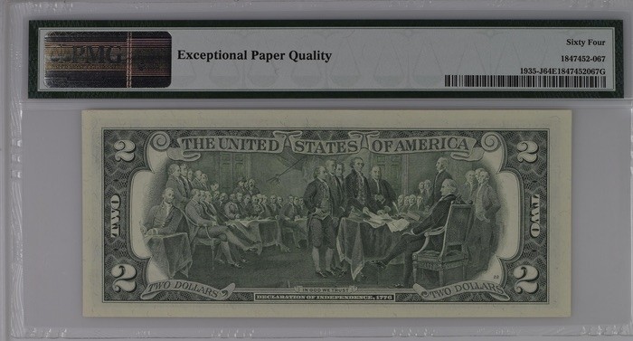 收藏联盟Quantum Auction 第189期中秋拍卖(已更新) 美国(堪萨斯城)1976年2美元 PMG64e 豹子号888 独立宣言签署