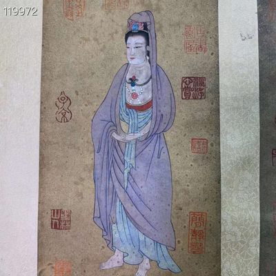 南宋宫廷画家刘松年精品丝绢观音菩萨一幅 南宋宫廷画家刘松年精品丝绢观音菩萨一幅