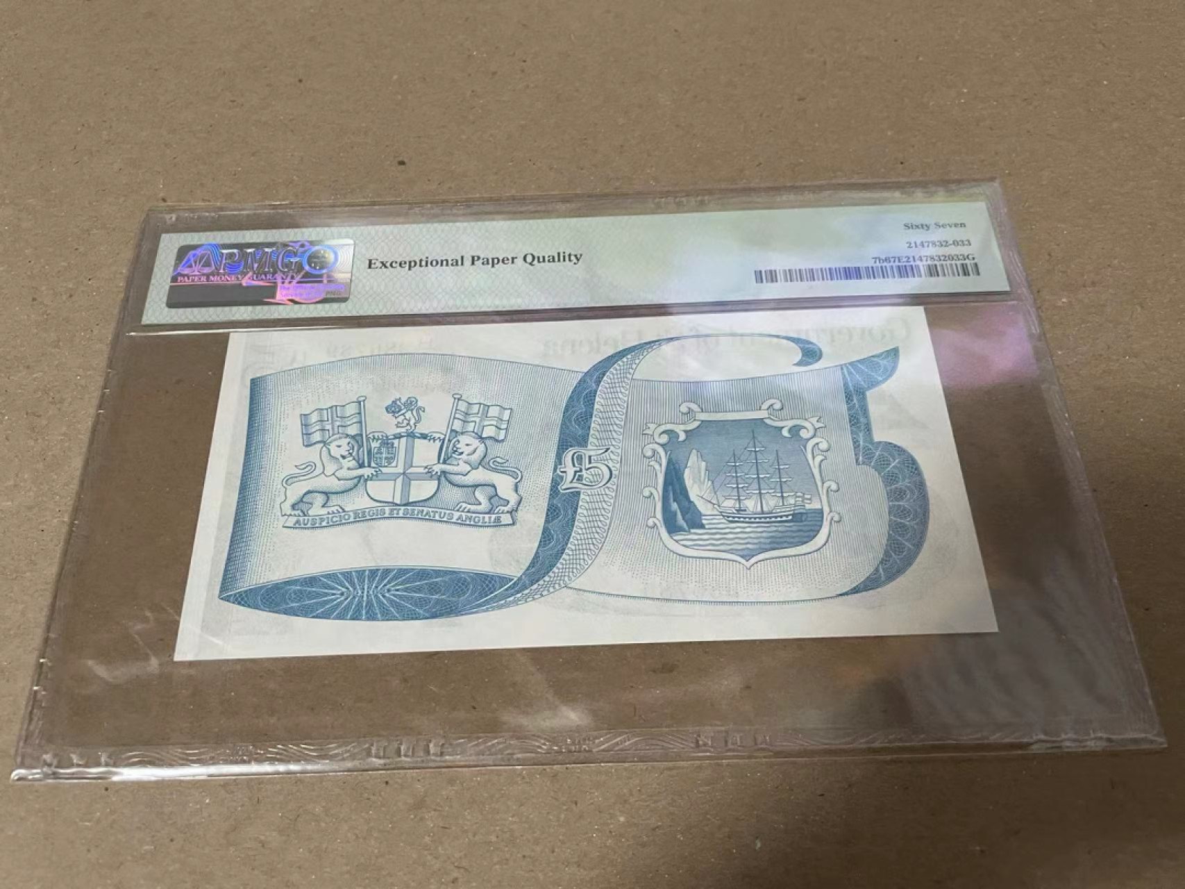 【Blue Auction】✨世界纸币精拍第222期 ——冠军舍那 【6789顺子号】圣赫勒拿 1981年5镑 PMG67EPQ 女王