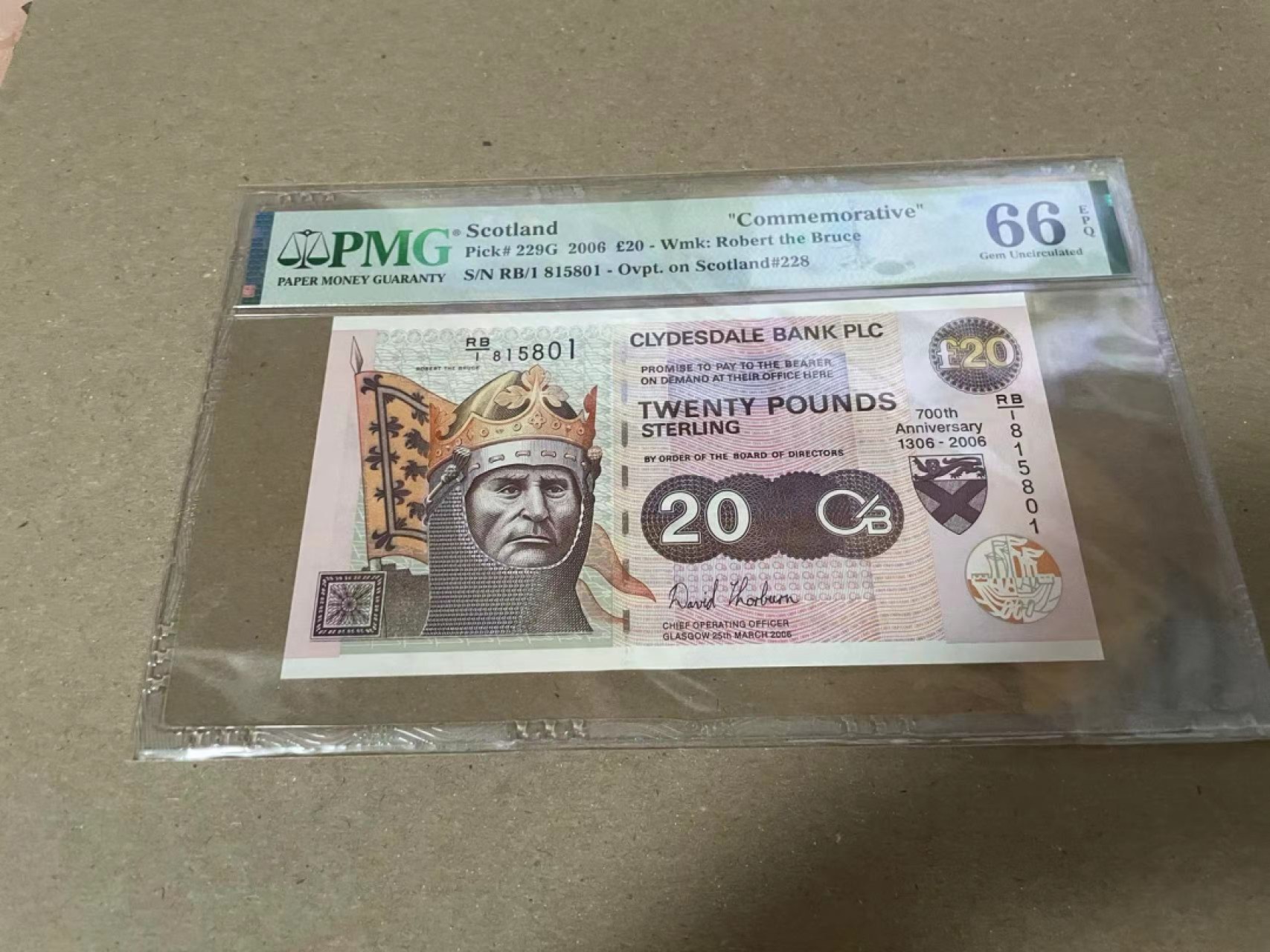 【Blue Auction】✨世界纸币精拍第222期 ——冠军舍那 【无47】苏格兰 2006年20镑 PMG66EPQ 纪念钞