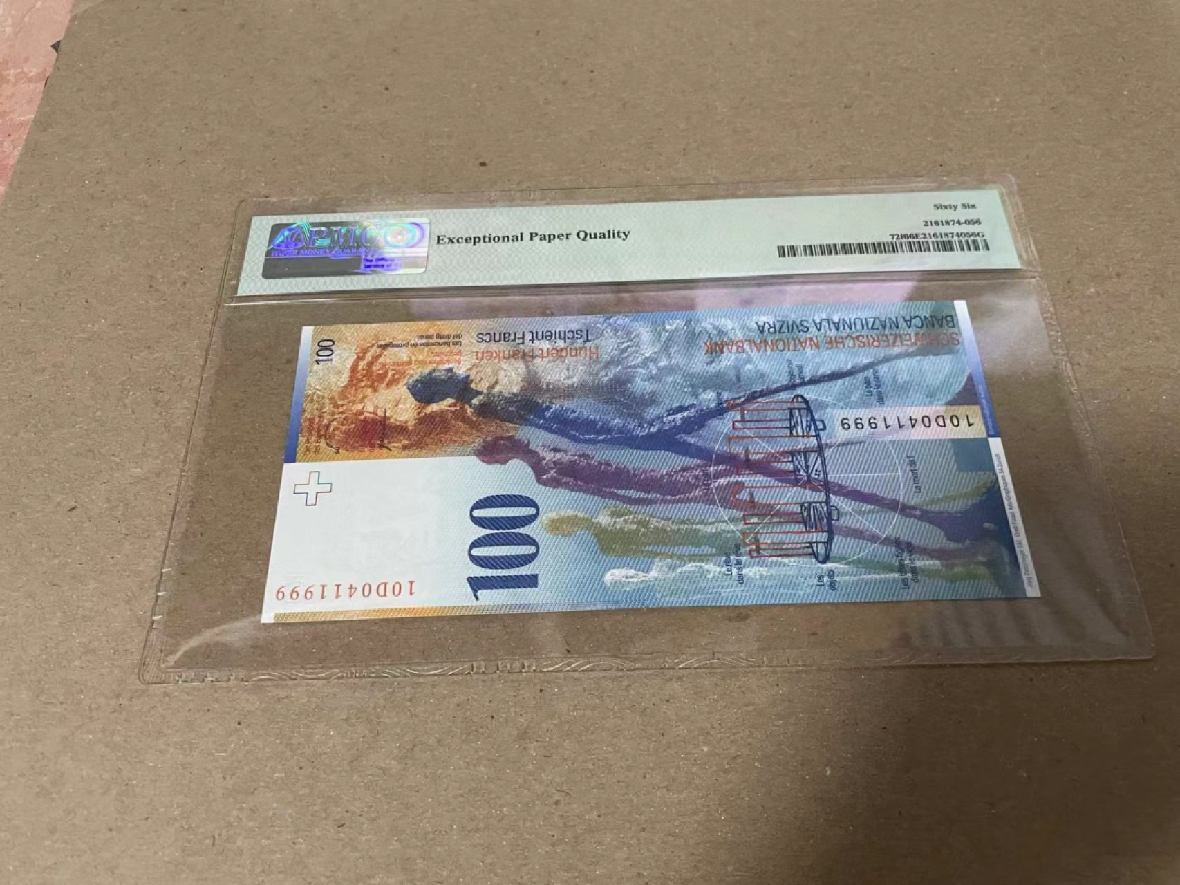 【Blue Auction】✨世界纸币精拍第222期 ——冠军舍那 【999豹子号】瑞士 2010年100法郎 PMG66EPQ 