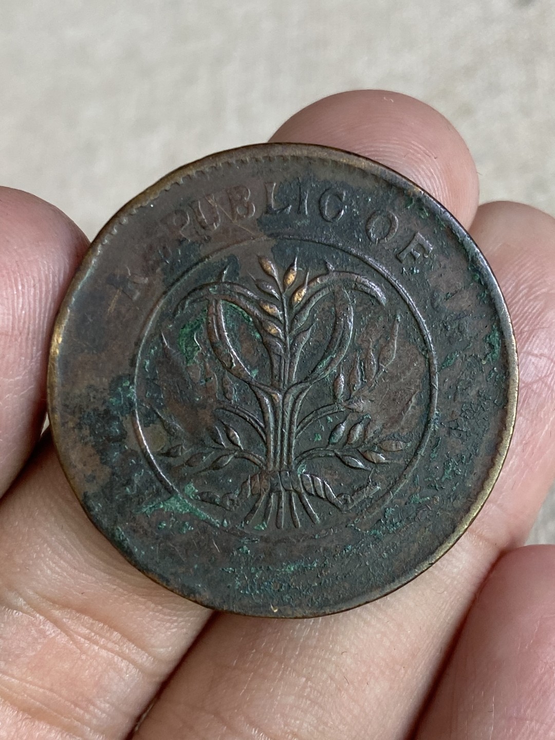 清代民国机制钱币专场（永久保真） 中华民国 二十文 湖南省造 绿色铜锈与包浆完美融合 非常好看