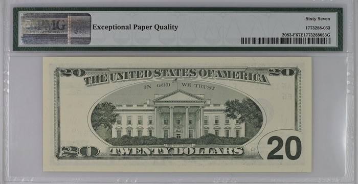 收藏联盟Quantum Auction 第189期中秋拍卖(已更新) 美国1996年20元 PMG67  尾六同大象号