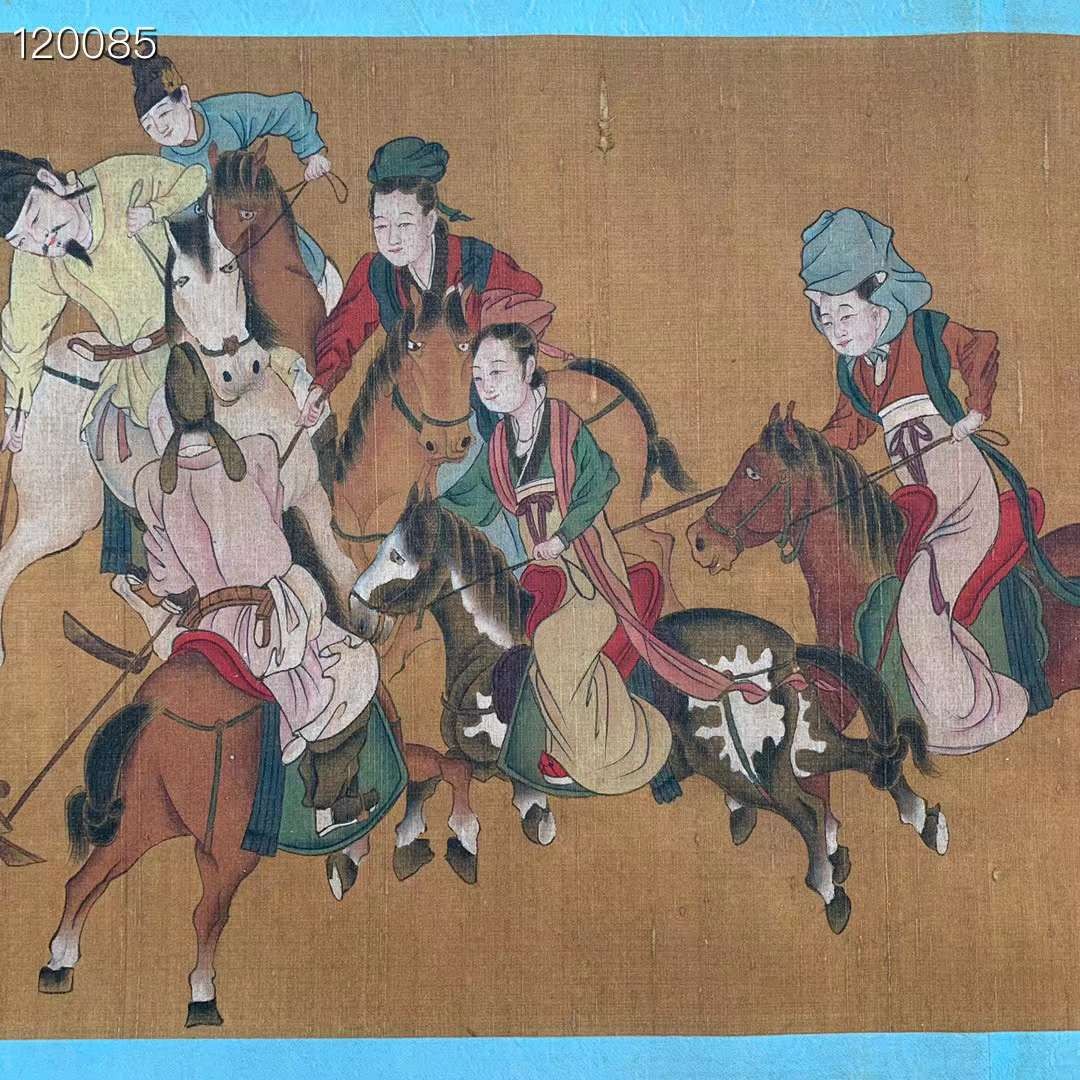 李公麟精品丝绢人物长卷一幅
