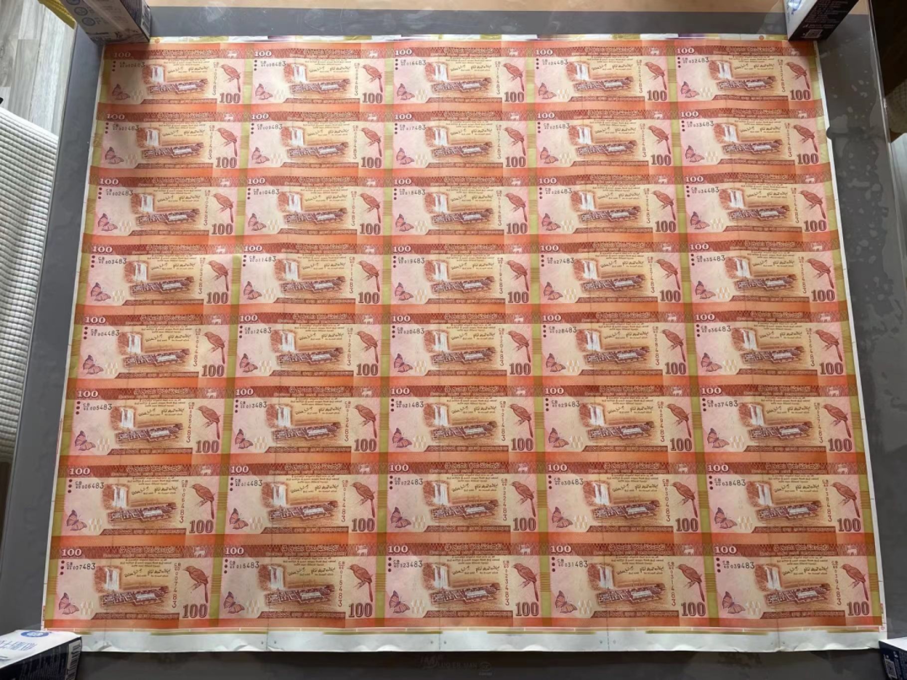 【Blue Auction】✨世界纸币精拍第222期 ——冠军舍那 【发行量1000张】斯里兰卡100卢比 40连体钞 超大带炮筒 UNC- 有瑕疵