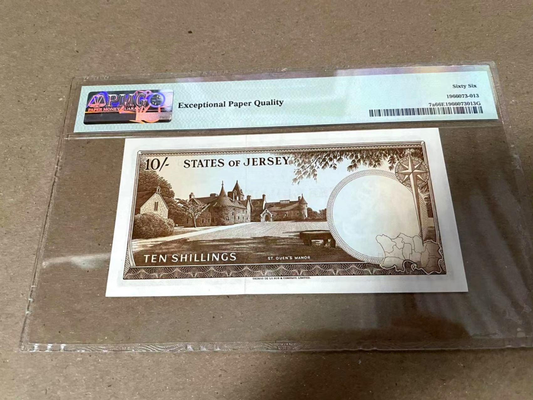 【Blue Auction】✨世界纸币精拍第222期 ——冠军舍那 泽西 1963年10先令 p7a 戎装女王 PMG66EPQ 