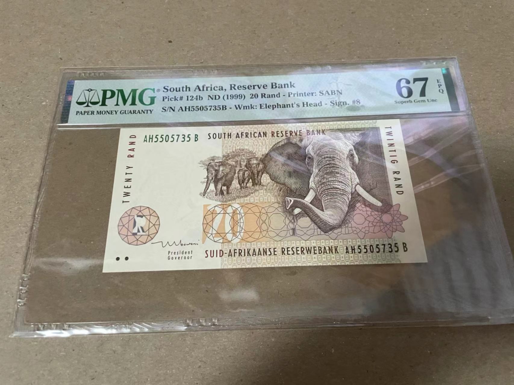 【Blue Auction】✨世界纸币精拍第222期 ——冠军舍那 南非 1999年20兰特 PMG67EPQ 