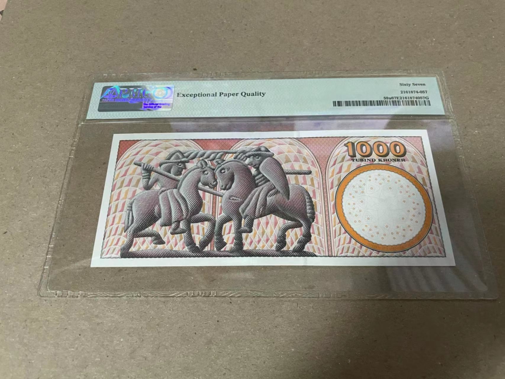 【Blue Auction】✨世界纸币精拍第222期 ——冠军舍那 【A0初版 亚军分】丹麦 1998年1000克朗 PMG67EPQ 最高值