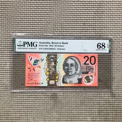 41st ￥￥ 塑料钞各类靓号（PMG评级币）含2021年IBNS获奖钞 - 澳大利亚2020年20澳元 豹子号555 #CB19 1299555