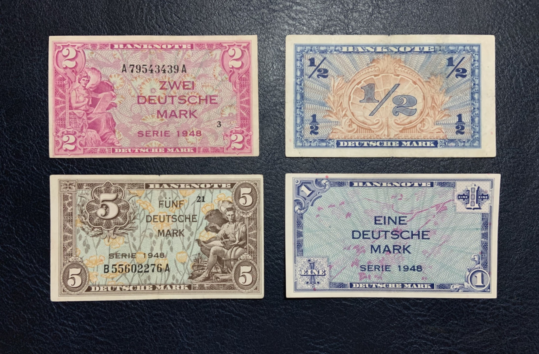 收藏联盟Quantum Auction 第189期中秋拍卖(已更新) 联邦德国1948年0.5-5马克 非UNC 品相AU-XF 联邦德国(美占区)首套马克