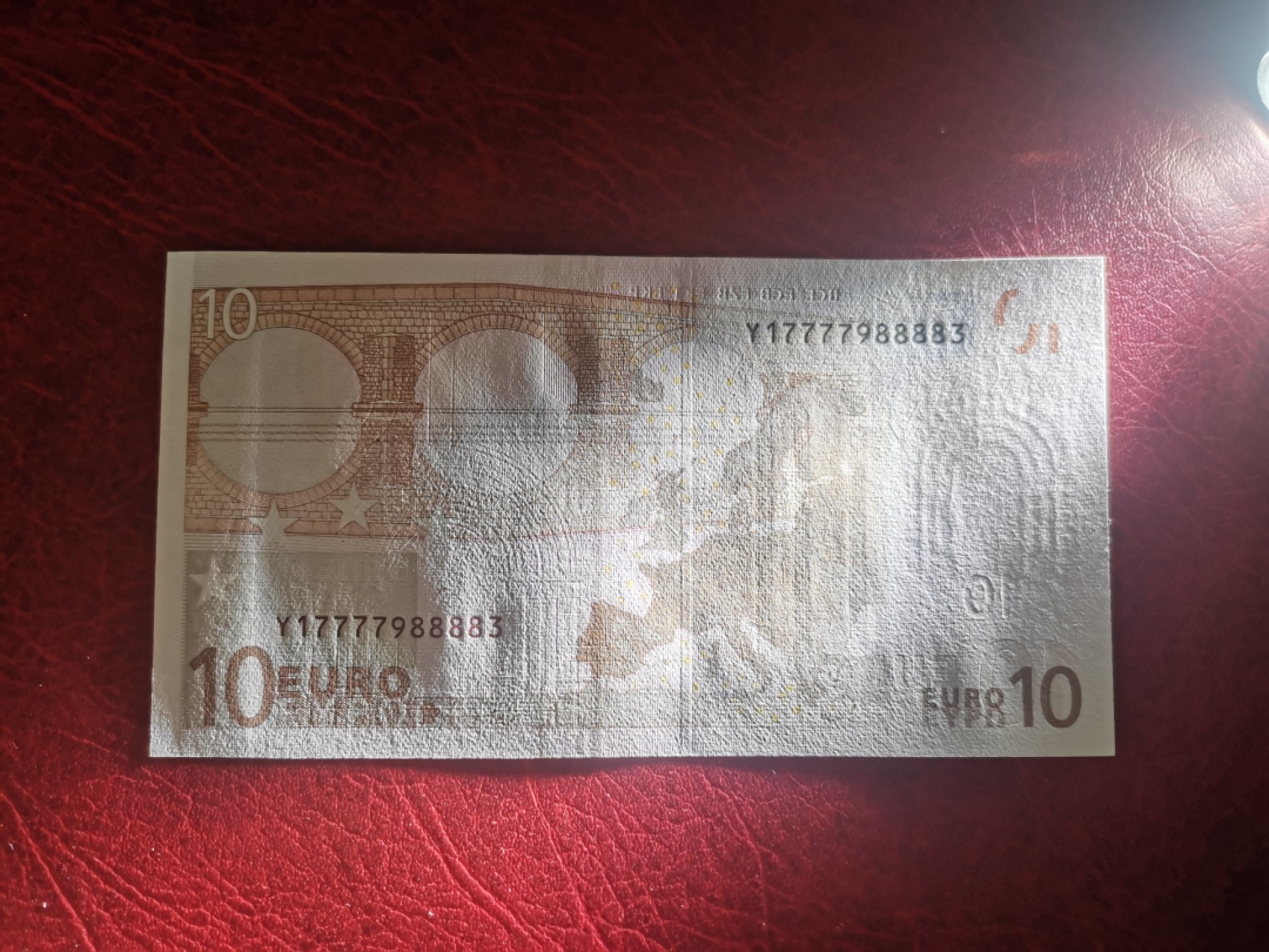 欧盟纸币Euro 极品双狮子靓号 2002版10欧元 Y冠希腊 全新UNC  高分品相