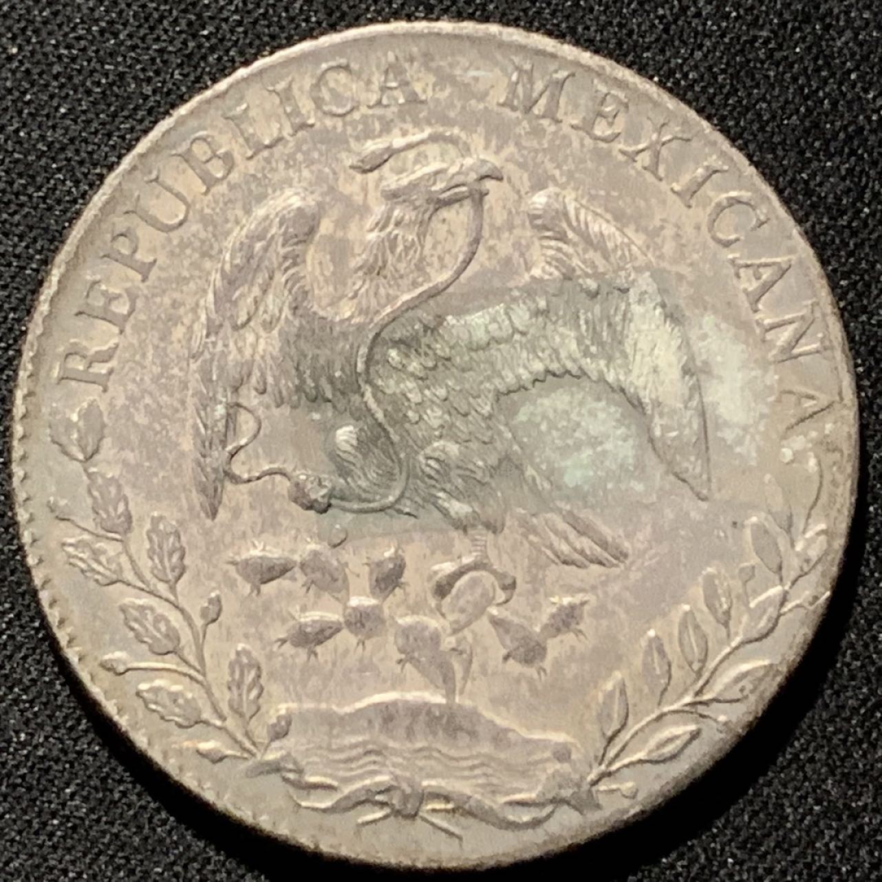 紫瑗钱币——第206期拍卖 墨西哥 1890年 GO RR 在华流通 花边鹰洋 8里亚尔 银币 老包浆