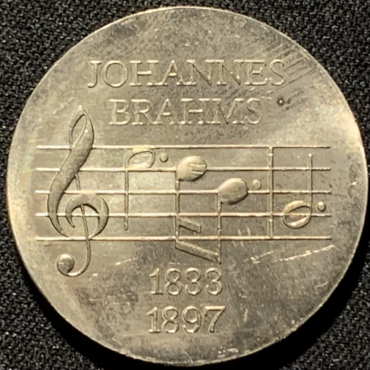 紫瑗钱币——第206期拍卖 民主德国 1972年 约翰·勃拉姆斯 逝世75周年 5马克 纪念币 UNC