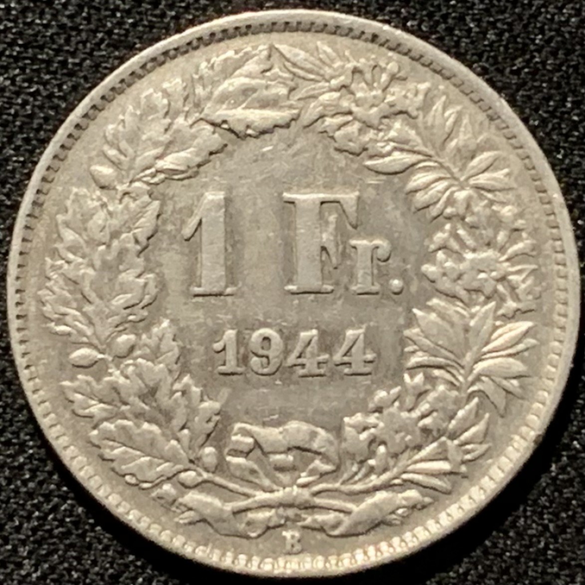 紫瑗钱币——第206期拍卖 瑞士 1944年 赫尔维蒂亚 1法郎 5克 0.835银